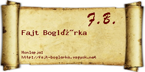 Fajt Boglárka névjegykártya